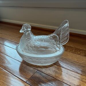 Clear Glass Hen Dish
